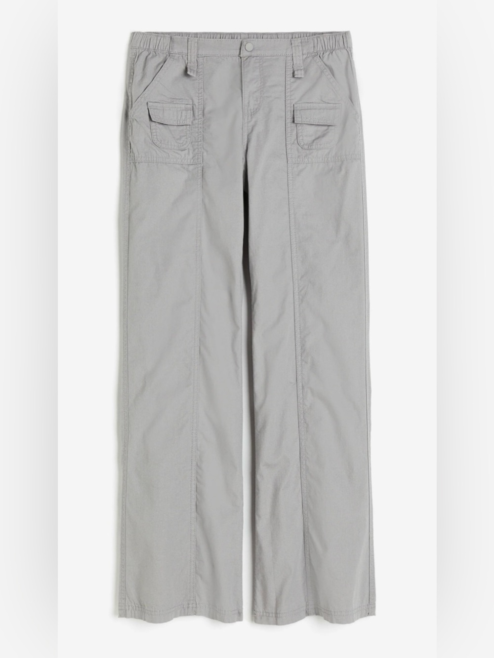Gray Elastic-Waist Casual Pants
